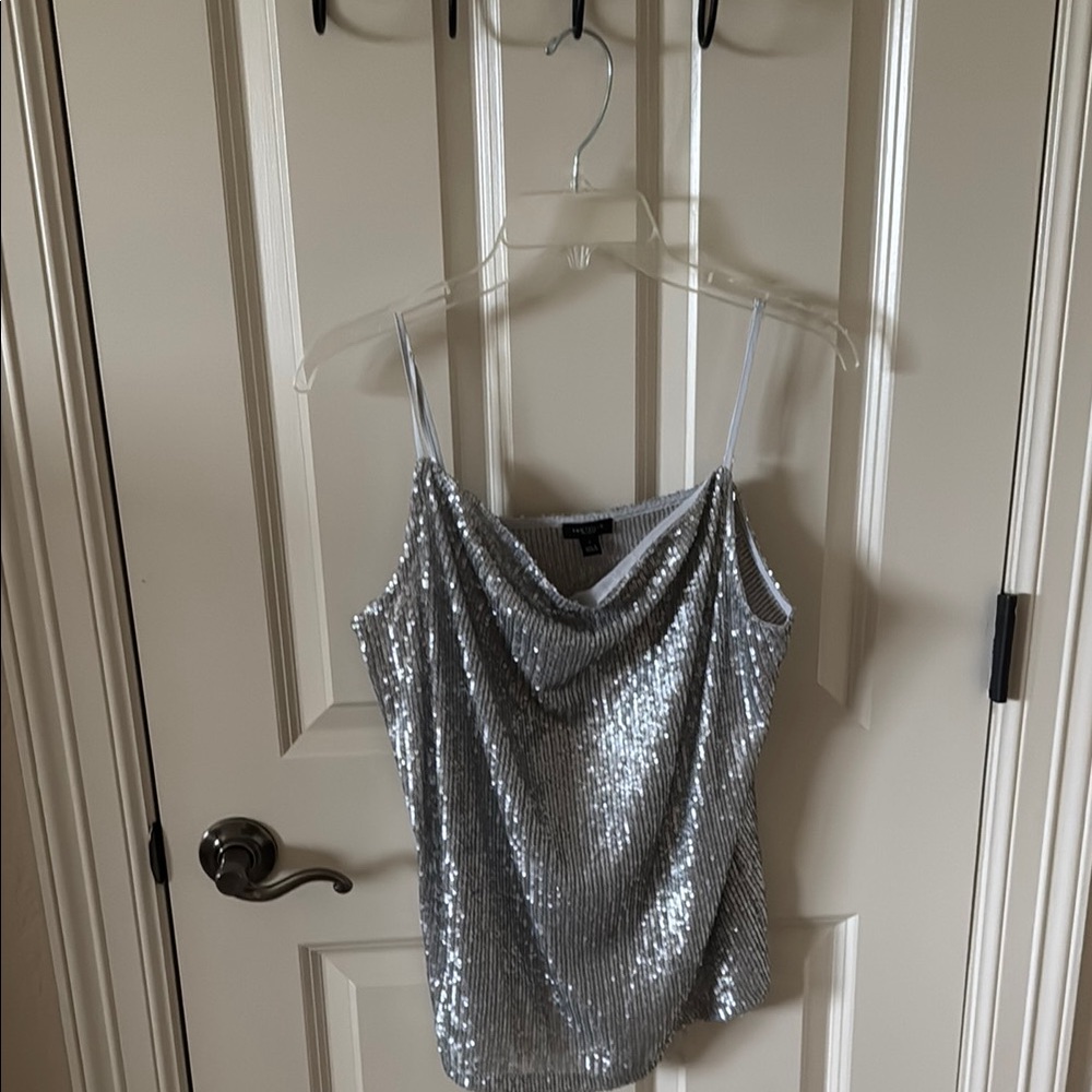 Ann Taylor Factory Women's Silver Sequin Women's Camisole Size S EUC Worn Once